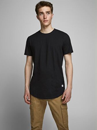 Jack & Jones 12113648_Jjenoa Tee Ss Crew Neck Bisiklet Yaka Regular Fit Baskılı Siyah Erkek T-Shirt