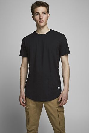 Jack & Jones 12113648_Jjenoa Tee Ss Crew Neck Bisiklet Yaka  Regular Fit Baskılı Siyah Erkek T-Shirt