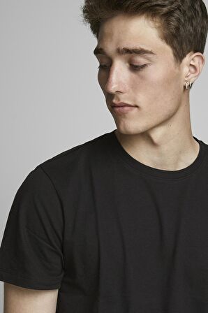 Jack & Jones 12113648_Jjenoa Tee Ss Crew Neck Bisiklet Yaka  Regular Fit Baskılı Siyah Erkek T-Shirt