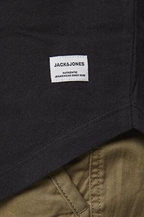 Jack & Jones 12113648_Jjenoa Tee Ss Crew Neck Bisiklet Yaka  Regular Fit Baskılı Siyah Erkek T-Shirt