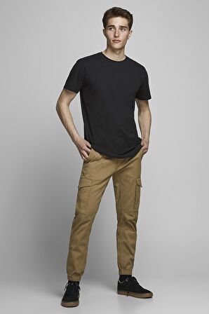 Jack & Jones 12113648_Jjenoa Tee Ss Crew Neck Bisiklet Yaka  Regular Fit Baskılı Siyah Erkek T-Shirt