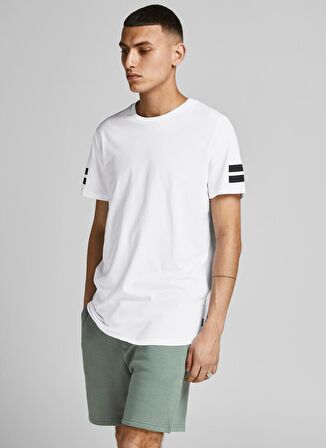Jack & Jones 12116021 Jcoboro Tee Ss Crew Neck Bisiklet Yaka Düz Beyaz Erkek T-Shirt