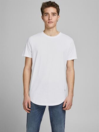 Jack & Jones 12113648_Jjenoa Tee Ss Crew Neck Bisiklet Yaka Regular Fit Baskılı Beyaz Erkek T-Shirt
