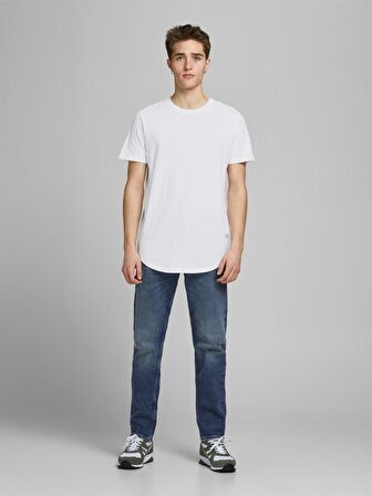 Jack & Jones 12113648_Jjenoa Tee Ss Crew Neck Bisiklet Yaka Regular Fit Baskılı Beyaz Erkek T-Shirt