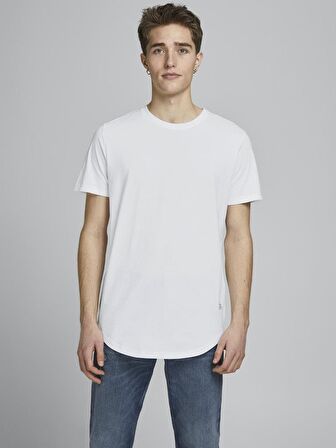 Jack & Jones 12113648_Jjenoa Tee Ss Crew Neck Bisiklet Yaka Regular Fit Baskılı Beyaz Erkek T-Shirt