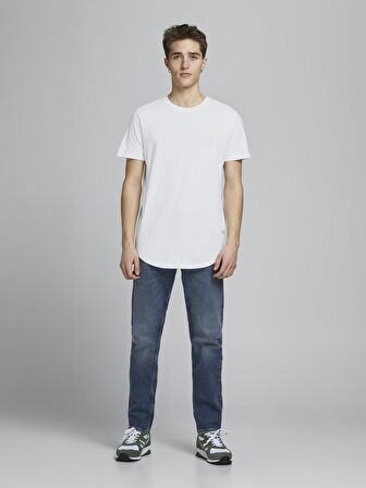 Jack & Jones 12113648_Jjenoa Tee Ss Crew Neck Bisiklet Yaka Regular Fit Baskılı Beyaz Erkek T-Shirt