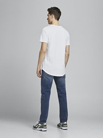 Jack & Jones 12113648_Jjenoa Tee Ss Crew Neck Bisiklet Yaka Regular Fit Baskılı Beyaz Erkek T-Shirt
