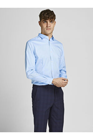 Jack & Jones Erkek Klasik Premium Uzun Kollu Mavi Gömlek - 12097662