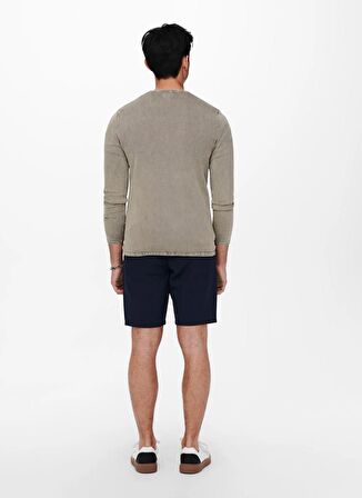 Only & Sons O Yaka Normal Düz Açık Gri Erkek Kazak ONSGARSON 12 WASH CREW KNIT NOOS