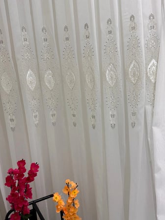NİVEMESHOME ELİSYA 3812 GÜMÜŞ IŞILTI 1/2,5 PİLELİ  BAMBU TÜL PERDE