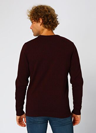 Jack & Jones 12137190 Basic Knit O Yaka Erkek Bordo Kazak