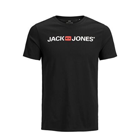 Jack & Jones O Yaka Baskılı Siyah Erkek T-Shirt 12137126_JJECORP LOGO TEE SS CREW N