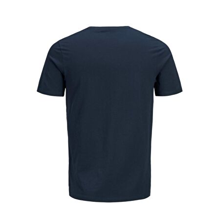 Jack & Jones Bisiklet Yaka Baskılı Lacivert Erkek T-shırt 12137126