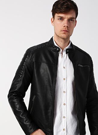 Jack & Jones Koyu Siyah Erkek Mont 12147218 JCOROCKY JACKET NOOS