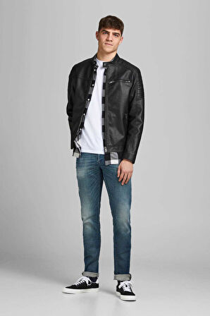 Jack & Jones Erkek Deri Ceket 63412147218 Siyah