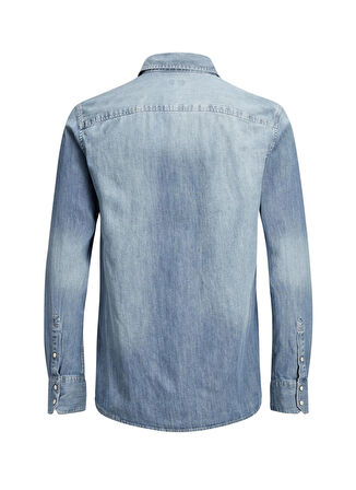 Jack & Jones Gömlek Yaka Düz Mavi Erkek Çocuk Denim Gömlek JJESHERIDAN SHIRT L/S NOOS JNR