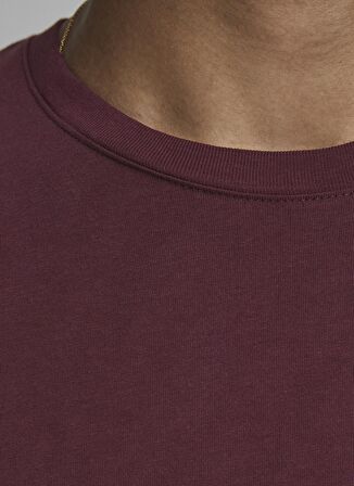 Jack & Jones O Yaka Düz Bordo Erkek T-Shirt 12156101
