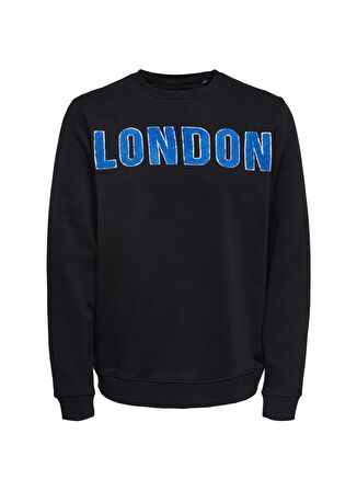 Only & Sons Siyah London Nakışlı Sweatshirt