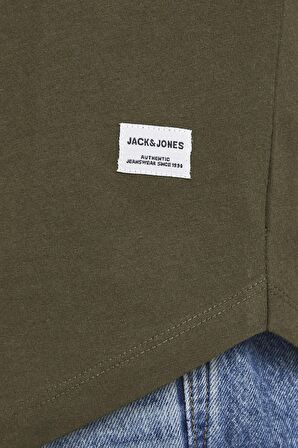 Jack & Jones 12113648_Jjenoa Tee Ss Crew Neck Bisiklet Yaka Regular Fit Baskılı Haki Erkek T-Shirt
