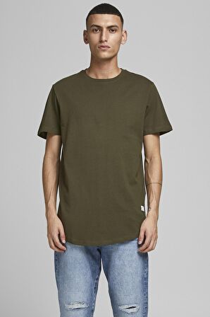 Jack & Jones 12113648_Jjenoa Tee Ss Crew Neck Bisiklet Yaka Regular Fit Baskılı Haki Erkek T-Shirt