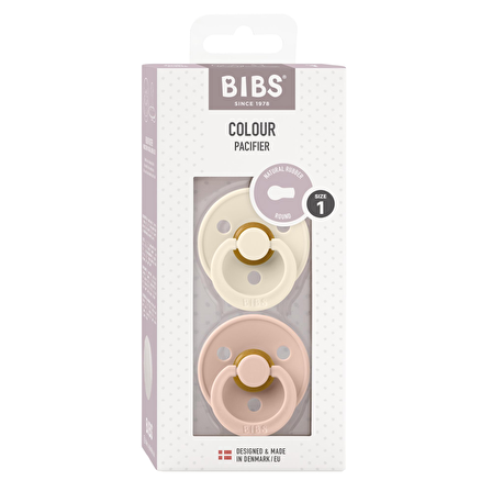 BIBS Colour İkili Kauçuk Emzik-Ivory/Blush 0-6 Ay