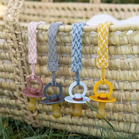 Bibs Paci Braid Emzik Askısı Petrol / Baby Blue