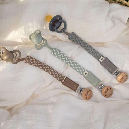 Bibs Paci Braid Emzik Askısı - Sage / Ivory