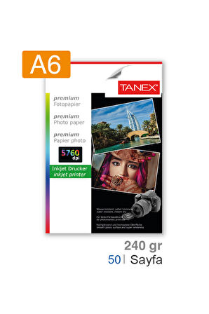 Tanex Fotoğraf Kağıdı A6 240 gr 100 mm x 150 mm 50 Sayfa