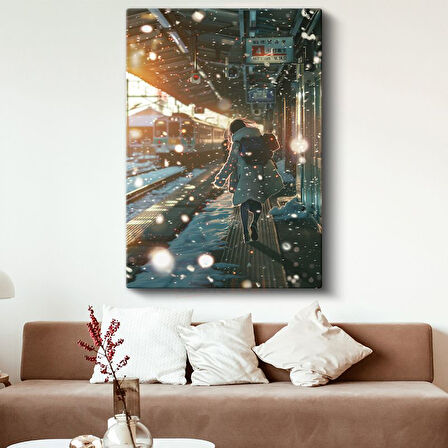 Karlı İstasyon - Yolculuk Başlangıcı Anime Kanvas Tablo