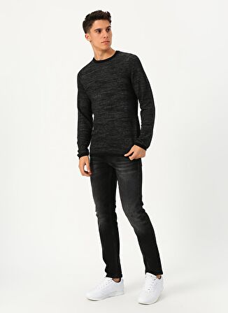 Jack & Jones 12155742 Ash Knit O Yaka Erkek Siyah Kazak