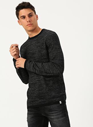 Jack & Jones 12155742 Ash Knit O Yaka Erkek Siyah Kazak