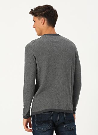 Jack & Jones 12155742 Ash Knit O Yaka Erkek Koyu Gri Kazak