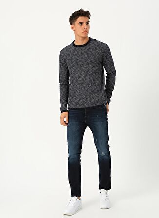 Jack & Jones 12155742 Ash Knit O Yaka Erkek Koyu Gri Kazak