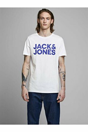 Jack&Jones Erkek Baskılı Tişört Büyük Logo 12151955 BEYAZ-XXL