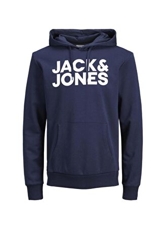 Jack & Jones Kapüşonlu Regular Fit Lacivert Erkek Şardonlu Sweatshirt 12152840_JJECORP LOGO SWEAT HOOD NO