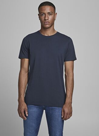 Jack & Jones O Yaka Düz Lacivert Erkek T-Shirt 12156101_JJEORGANI