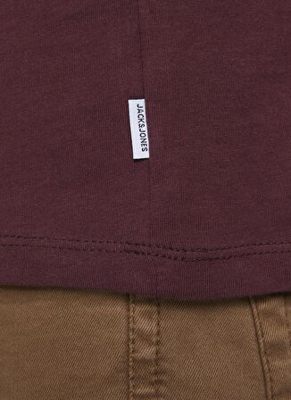 Jack & Jones O Yaka Düz Bordo Erkek T-Shirt 12156101