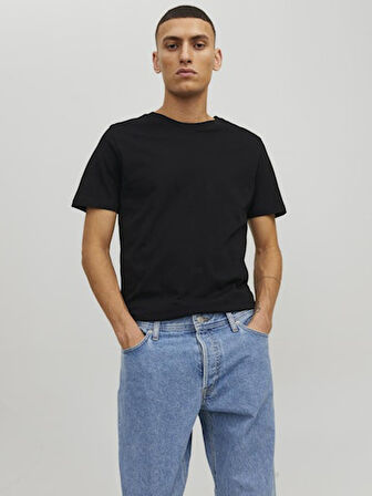 JACK JONES Erkek SİYAH Pamuklu Tişört 12156101