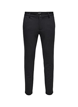 Only & Sons Normal Bel Dar Paça Siyah Erkek Pantolon ONSMARK PANT STRIPE GW 3727 NOOS