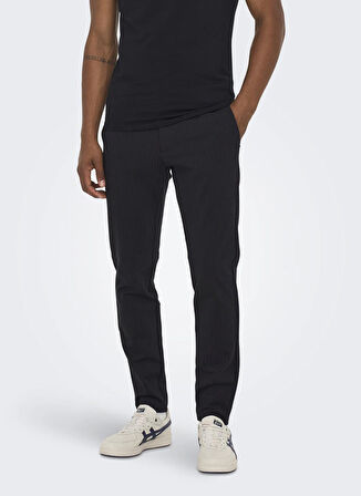 Only & Sons Normal Bel Dar Paça Siyah Erkek Pantolon ONSMARK PANT STRIPE GW 3727 NOOS