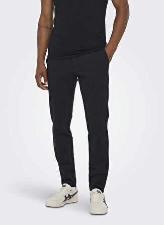 Only & Sons Normal Bel Dar Siyah Erkek Chino Pantolon ONSMARK PANT STRIPE GW 3727 NOOS