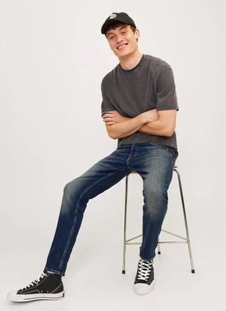 Jack & Jones Koyu Mavi Erkek Tapered Fit Denim Pantolon 12158610 JJIMIKE JJORIGINAL JOS 311