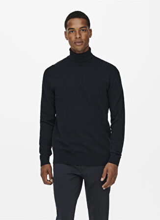 Only & Sons Dik Yaka Normal Düz Lacivert Erkek Kazak 22014750_ONSALEX 12 ROLL NECK KNIT