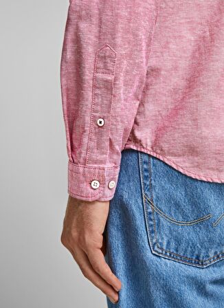 Jack & Jones 12163855_Jjesummer Shirt L/S S20 St Uzun Kollu Slim Fit Düz Kırmızı Erkek Gömlek