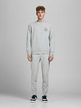 Jack & Jones 12165322_Jjigordon Jjshark Sweatpan   Lastikli Regular Fit Düz Açık Gri Erkek Eşofman Altı