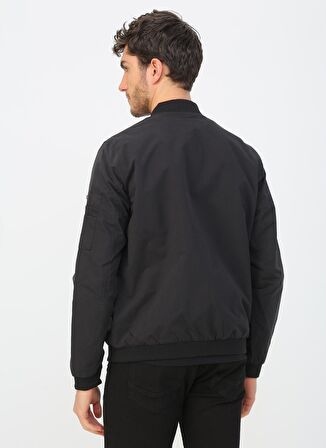 Jack & Jones 12165203_Jjerush  Noos Bomber Normal Kalıp Düz Siyah Erkek Mont