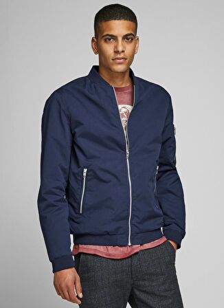 Jack & Jones 12165203_Jjerush Bomber Noos Bomber Yaka Uzun Kollu  Normal Kalıp Düz Lacivert Erkek Mont