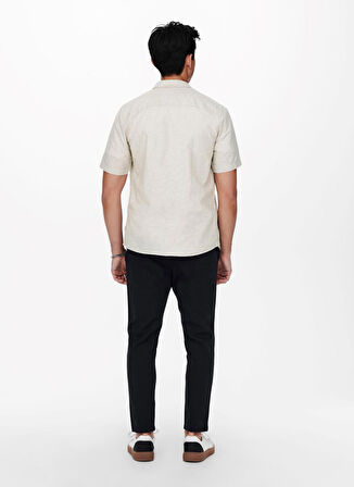 Only & Sons Normal Açık Kahve Düz Erkek Gömlek 22009885_ONSCAIDEN SS SOLID LINEN S