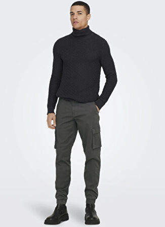 Only & Sons Lastikli Paça Antrasit Erkek Kargo Pantolon ONSCAM STAGE CARGO CUFF LIFE 6687 N