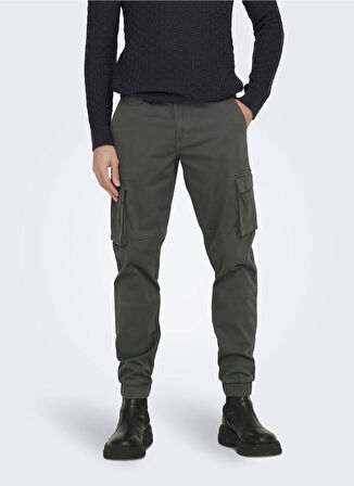 Only & Sons Lastikli Paça Antrasit Erkek Kargo Pantolon ONSCAM STAGE CARGO CUFF LIFE 6687 N